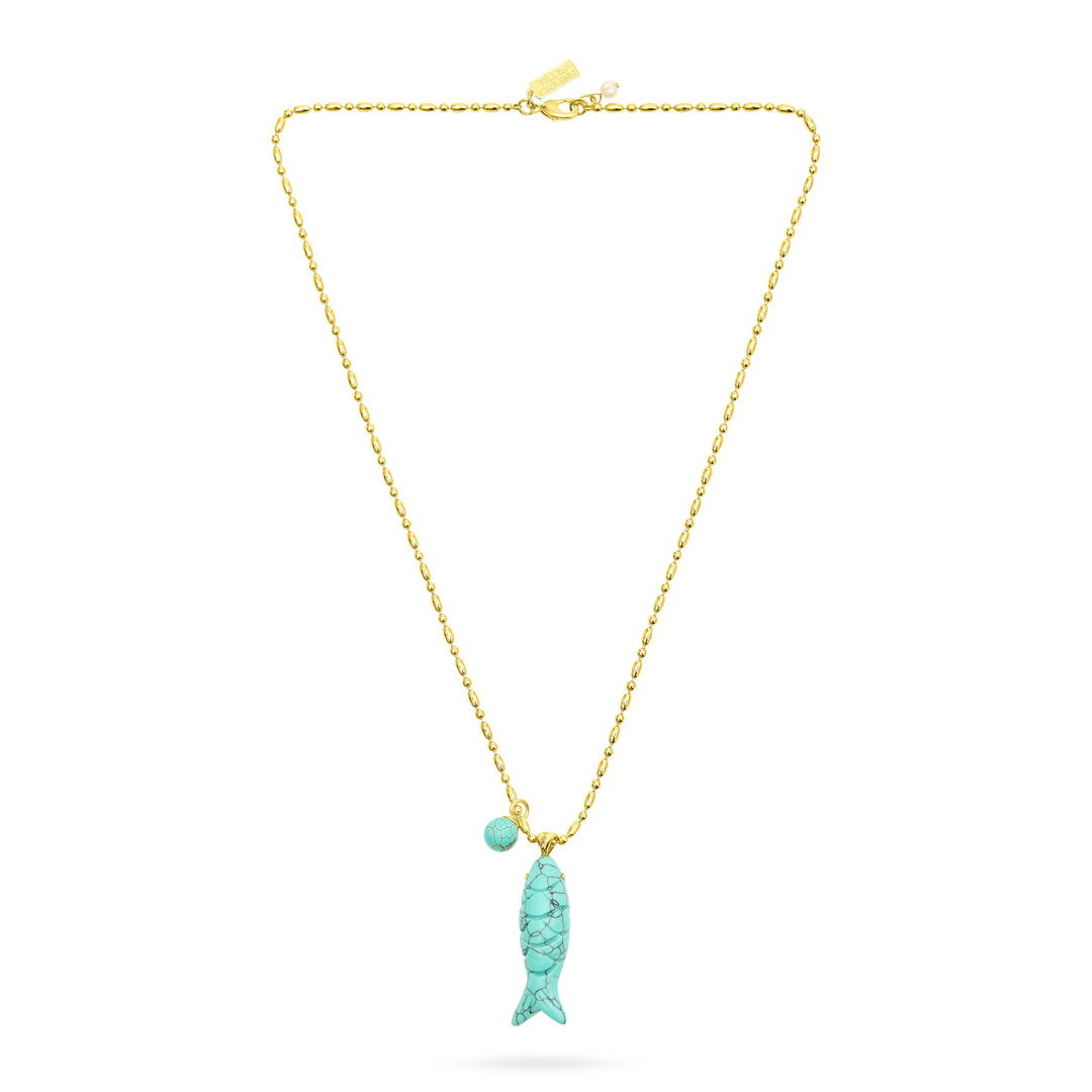 Happy Fish Pendant - Turquoise