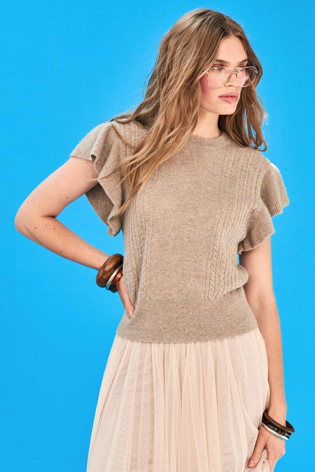 Ruffle Cable T-Shirt - SandDollar