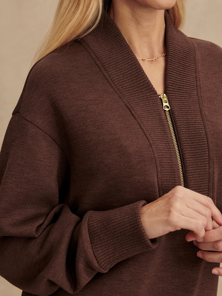Sally Half Zip Sweat - Coffee Bean