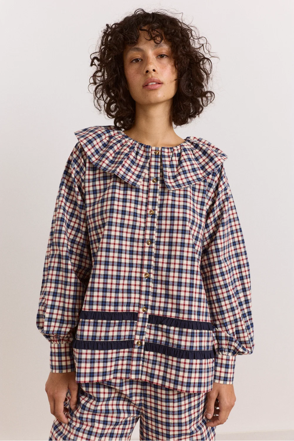 Aletta Pj Set - Cherry Navy Check