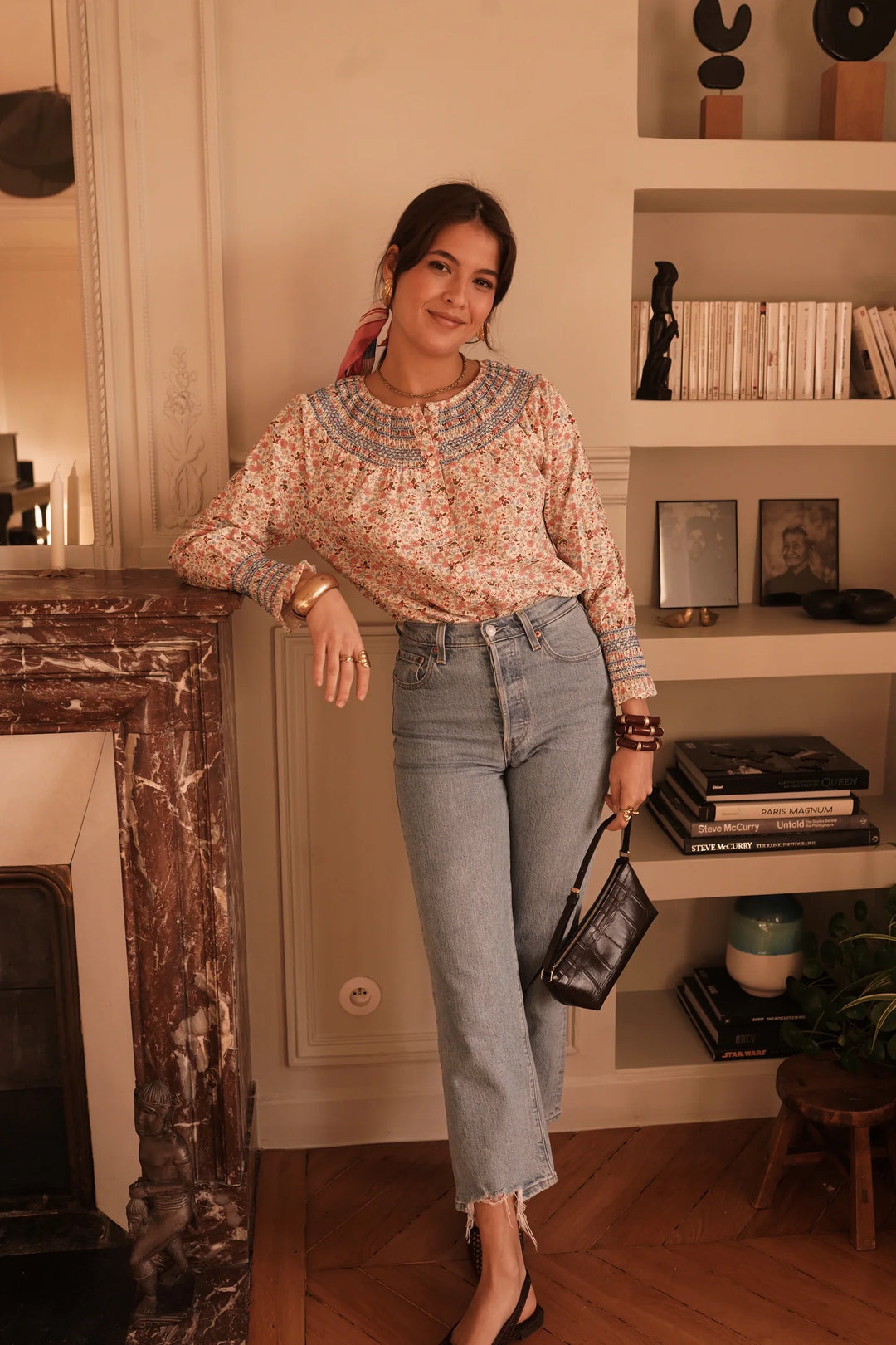 Plum Smock Flower Blouse