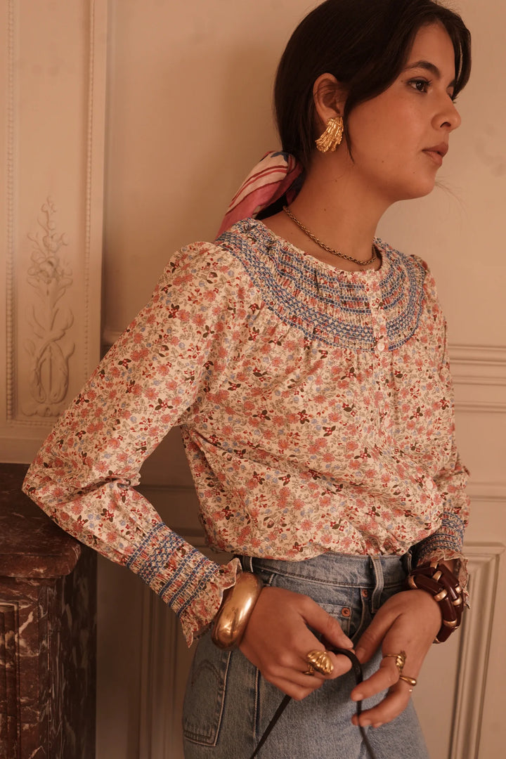 Plum Smock Flower Blouse