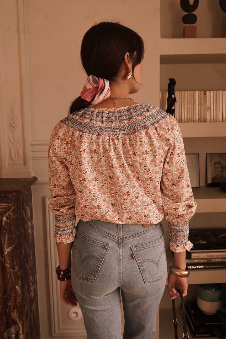 Plum Smock Flower Blouse