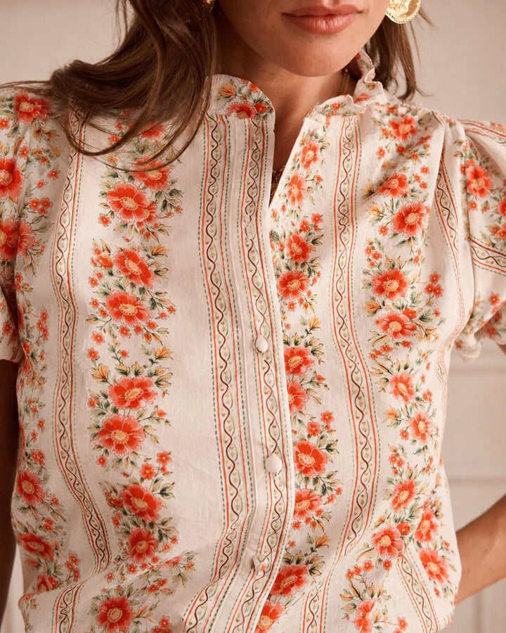 Vintage Flower Blouse in Orange