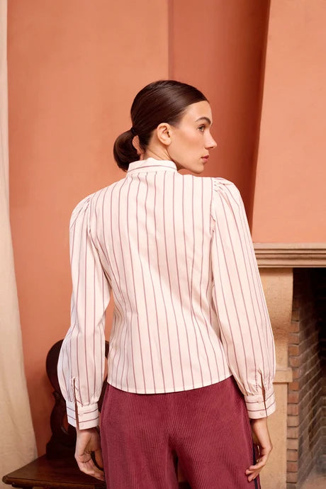 Beckett Shirt - Cabernet Stripes