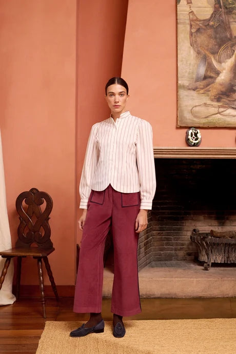 Beckett Shirt - Cabernet Stripes