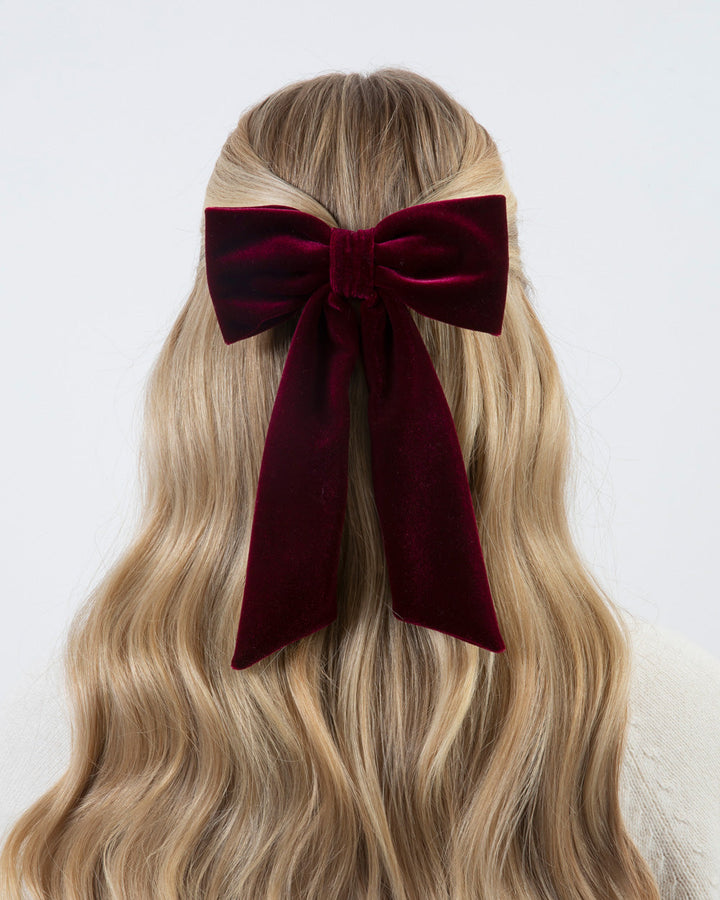 The Burgundy Velvet Classic Hair Bow