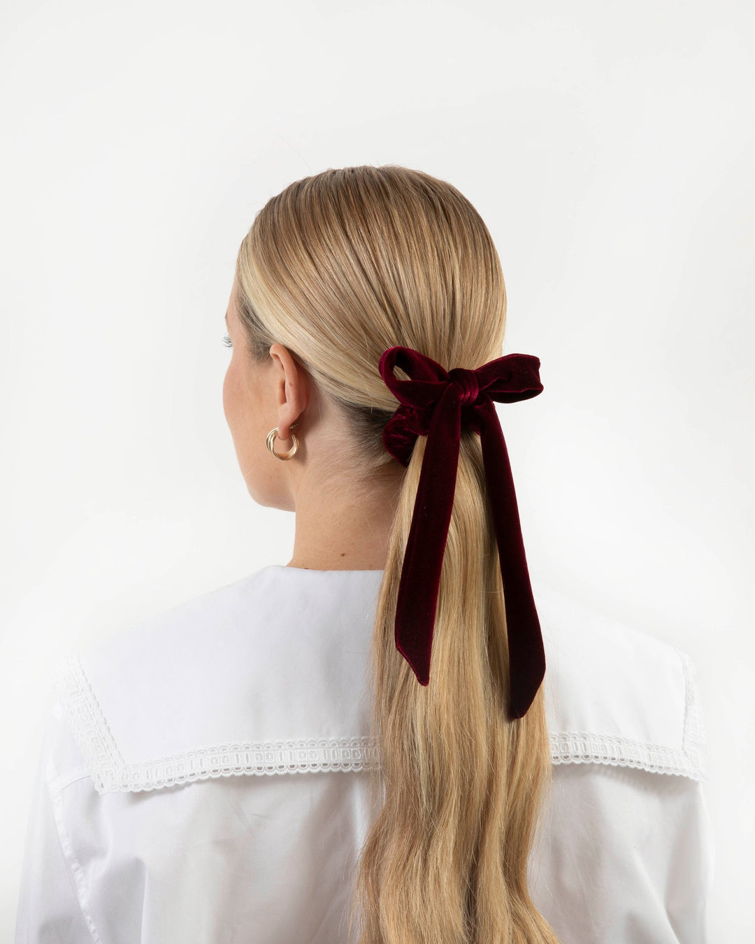 Burgundy Velvet Scrunchie With Bow