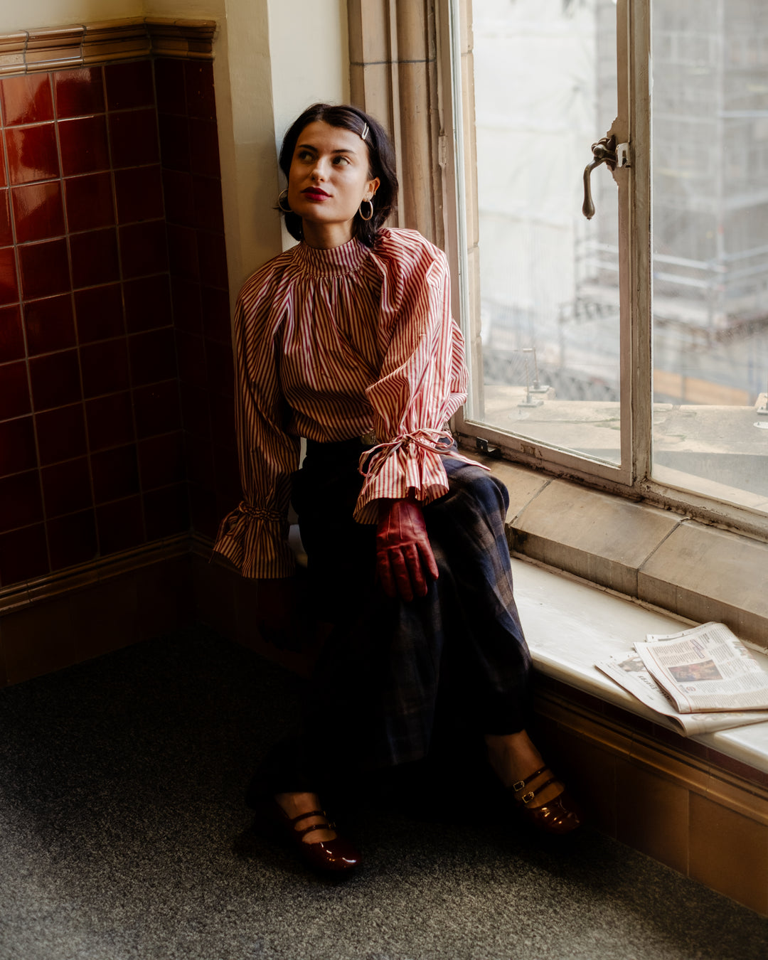 Joy Blouse in Red Ticking