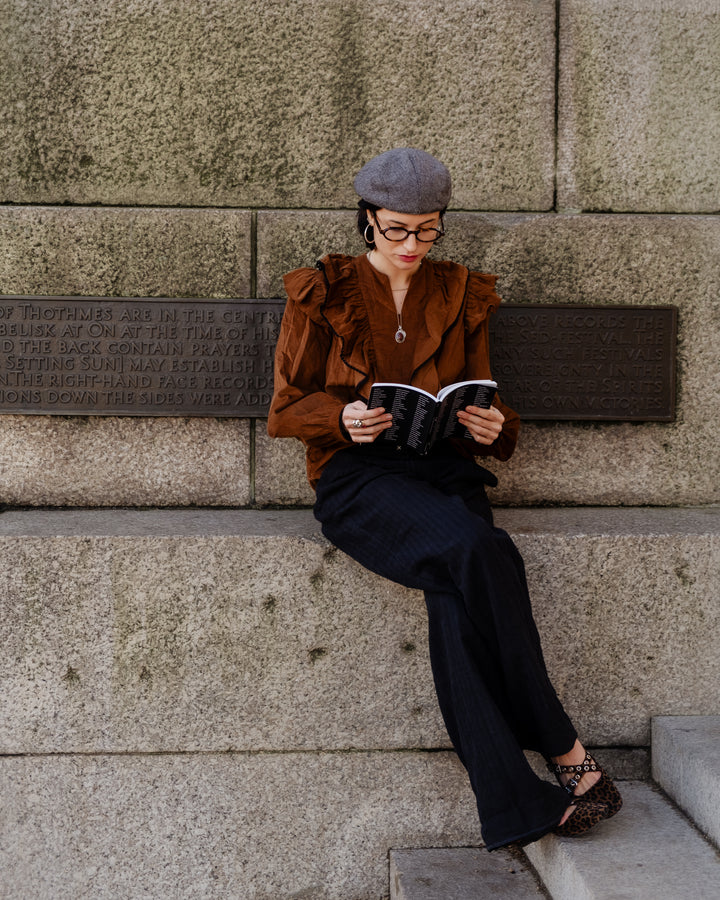Matilda Ruffle Front Blouse Vicuna Cord
