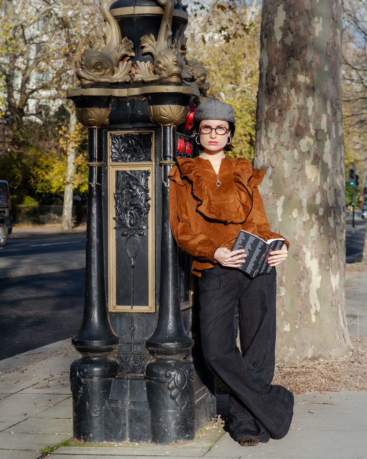 Matilda Ruffle Front Blouse Vicuna Cord