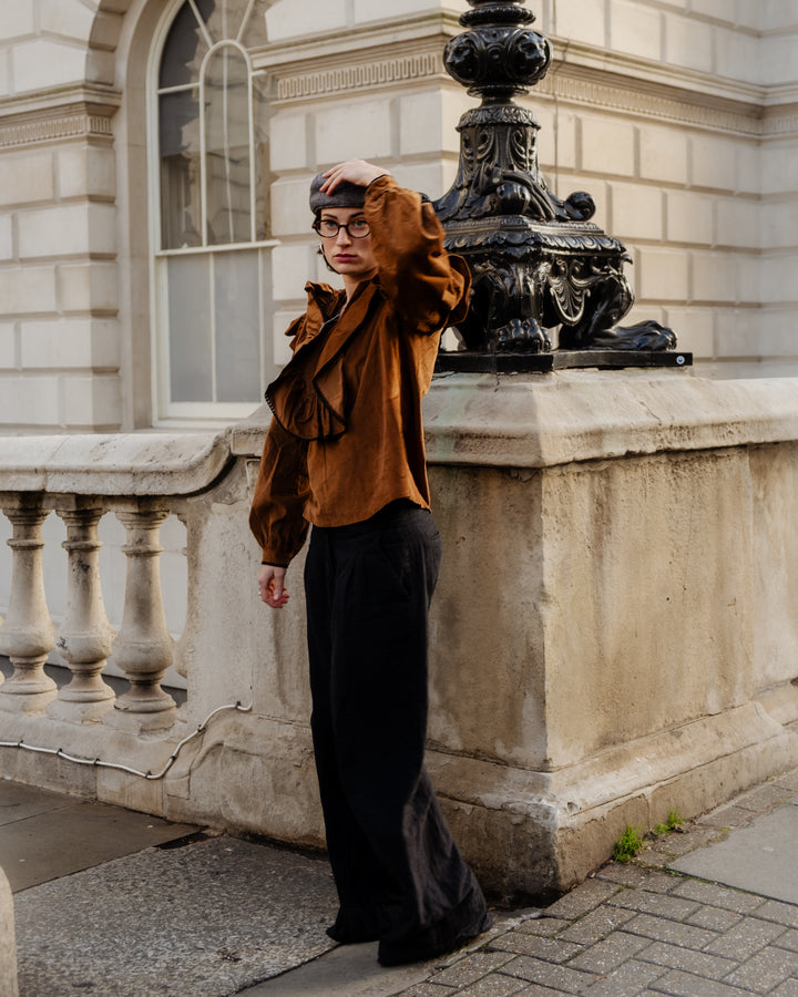 Matilda Ruffle Front Blouse Vicuna Cord