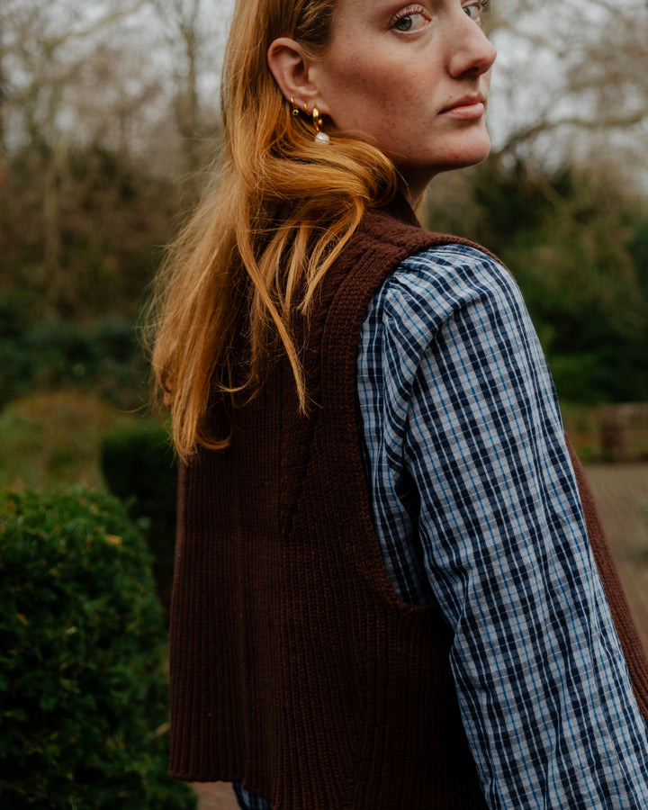 Lucy Knitted Waistcoat Chocolate Brown