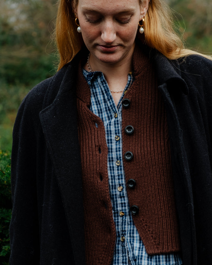 Lucy Knitted Waistcoat Chocolate Brown