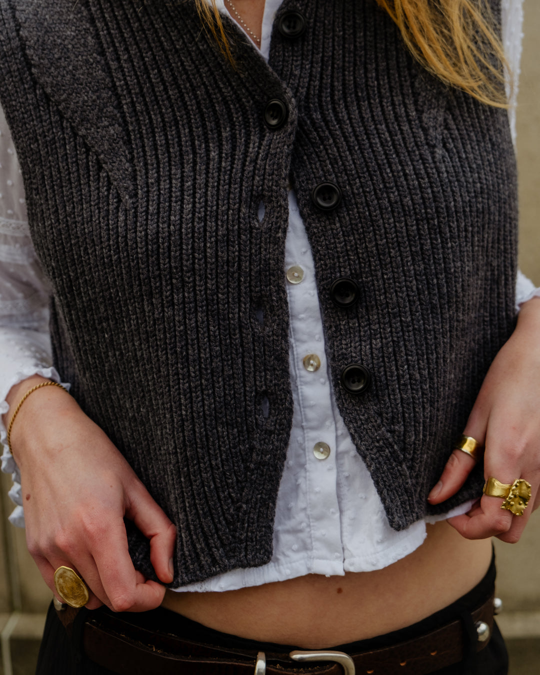 Lucy Knitted Waistcoat Charcoal