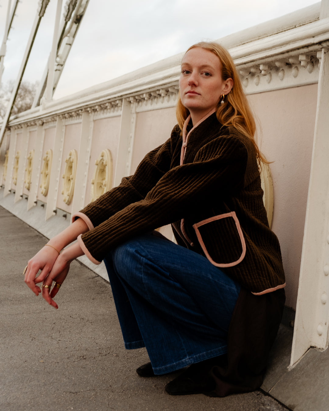 Ellie Velvet Jacket in Olive Brown