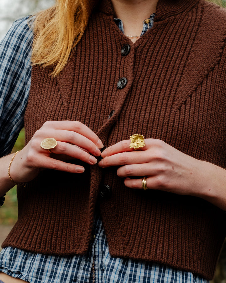 Lucy Knitted Waistcoat Chocolate Brown