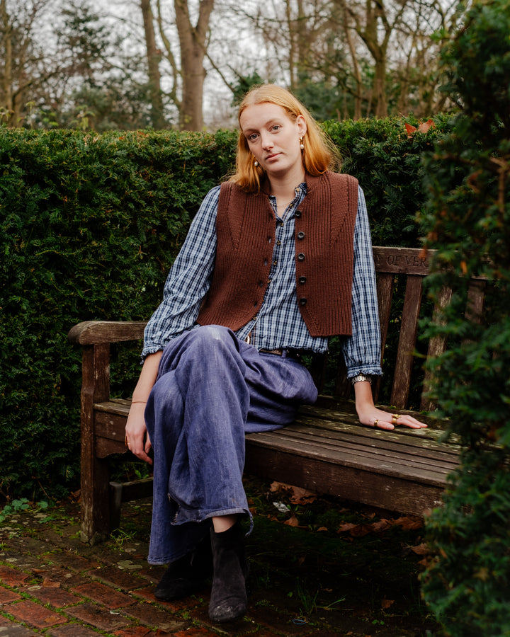 Lucy Knitted Waistcoat Chocolate Brown