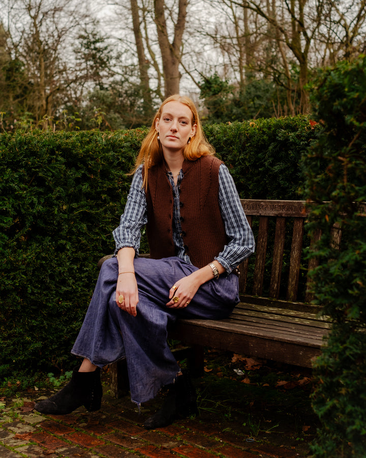 Lucy Knitted Waistcoat Chocolate Brown