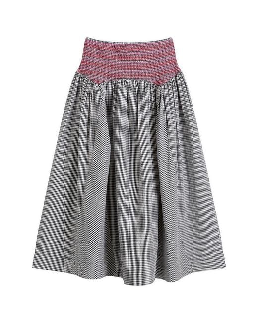Layla Godet Midi Skirt - Black & White Gingham