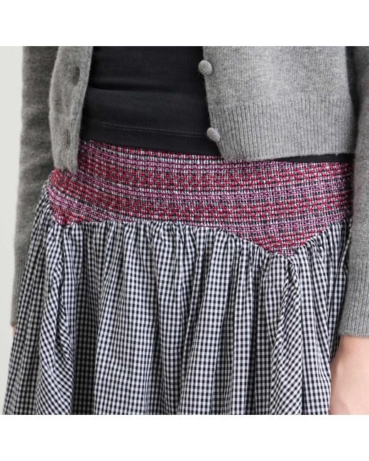 Layla Godet Midi Skirt - Black & White Gingham