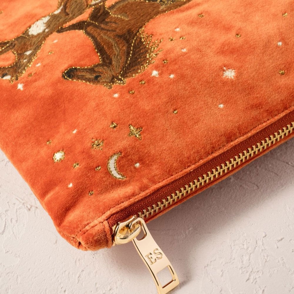 Celestial Wild Horses Velvet Everyday Pouch - Terracotta