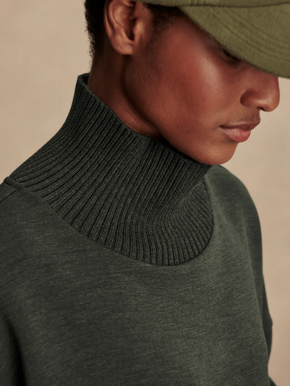 Barker High Neck Sweat - Olive Marl
