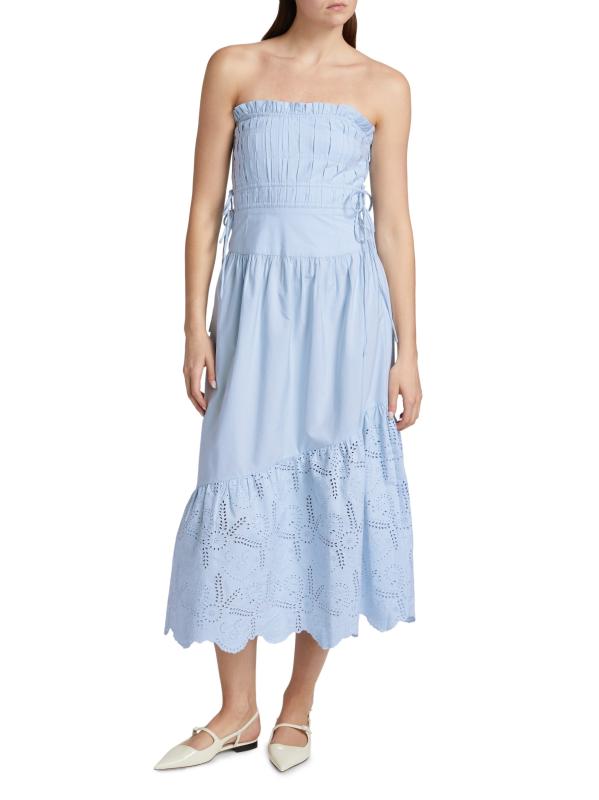 Kelia Midi Dress - Blue Broderie