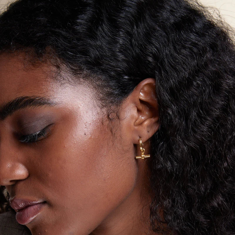 ORE29704 T-Bar Hoop Earrings Gold