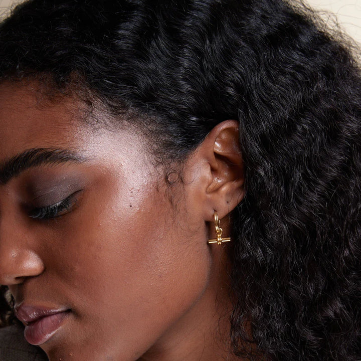 ORE29704 T-Bar Hoop Earrings Gold