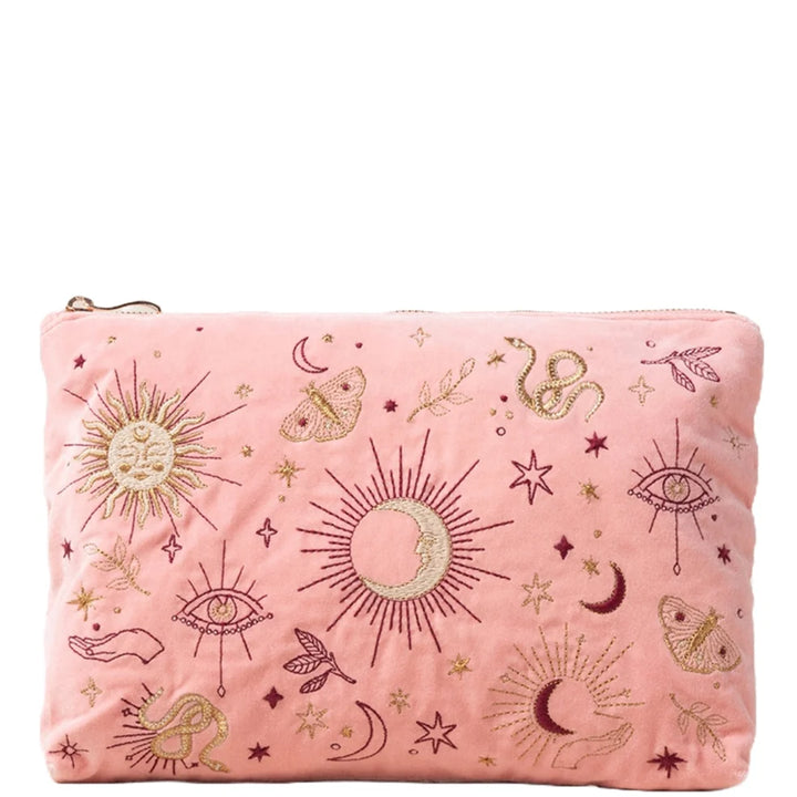 Boho Mysticism Velvet Everyday Pouch - Pale Pink
