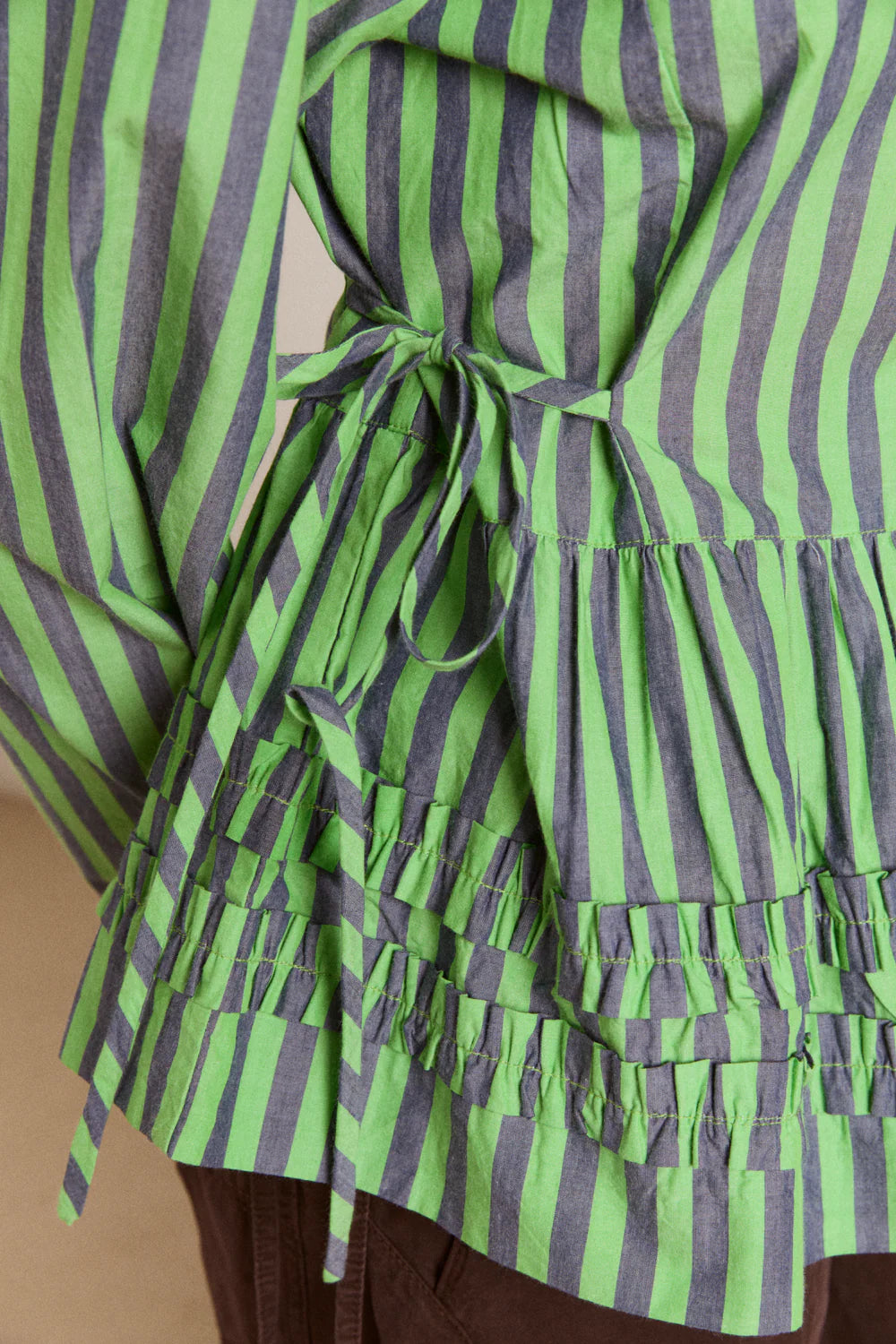 Madison Blouse - Navy Pop Green Stripe