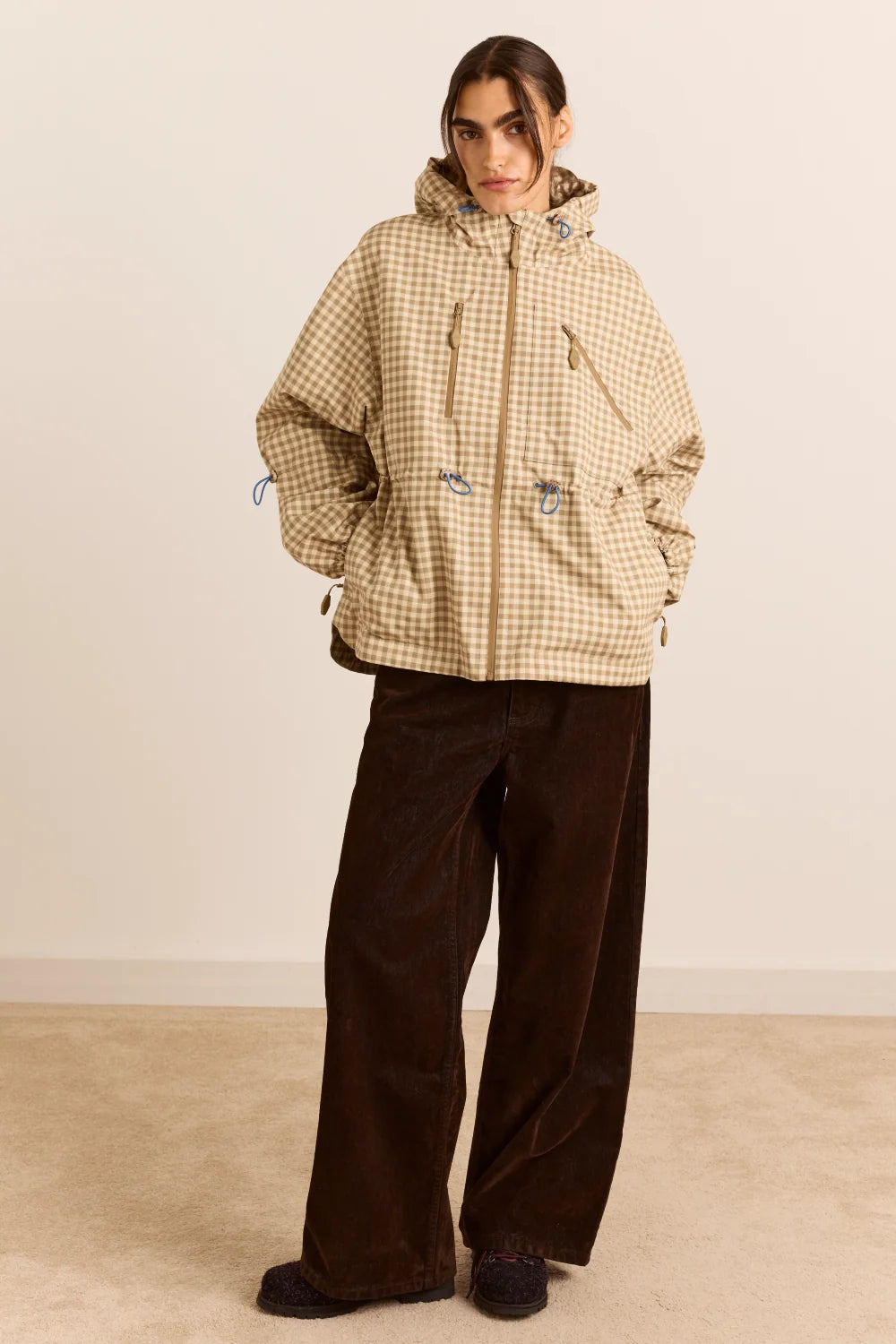Matilda Waterproof Raincoat Gingham Brown