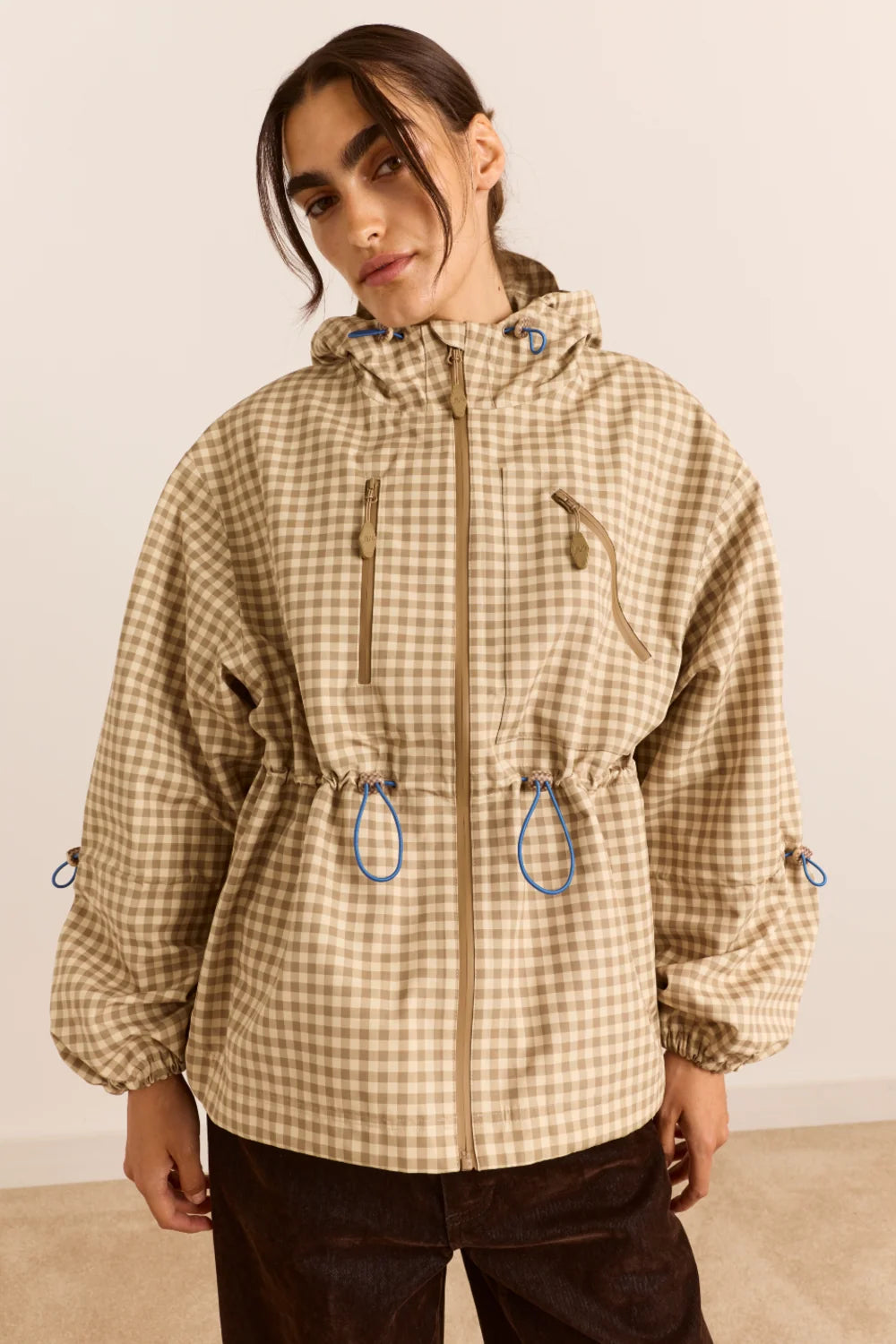 Matilda Waterproof Raincoat Gingham Brown