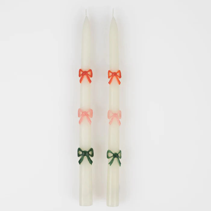 Multi Colour Bow Taper Candles