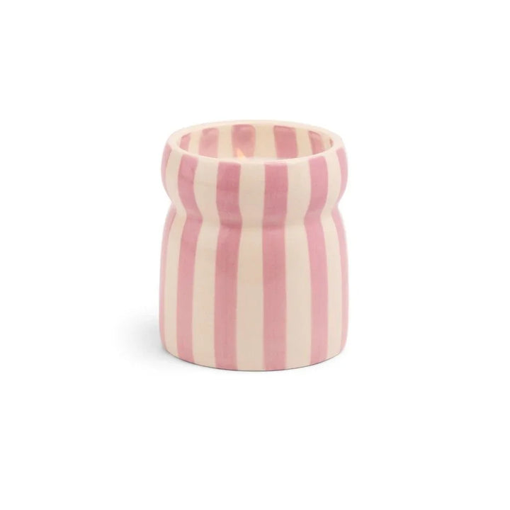 Cabana Lavender Striped Ceramic Candle - Grecian Sand