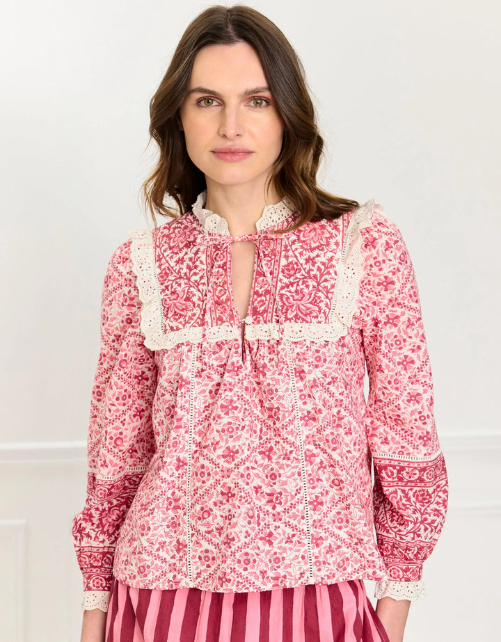 Burgundy Patchwork Nettie Blouse