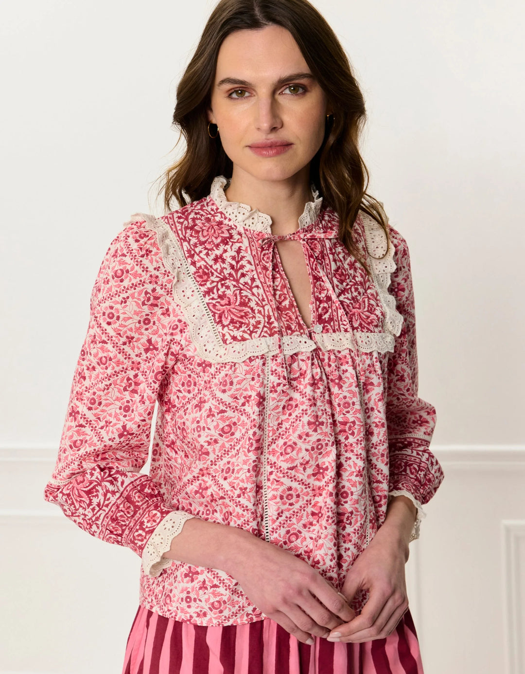 Burgundy Patchwork Nettie Blouse