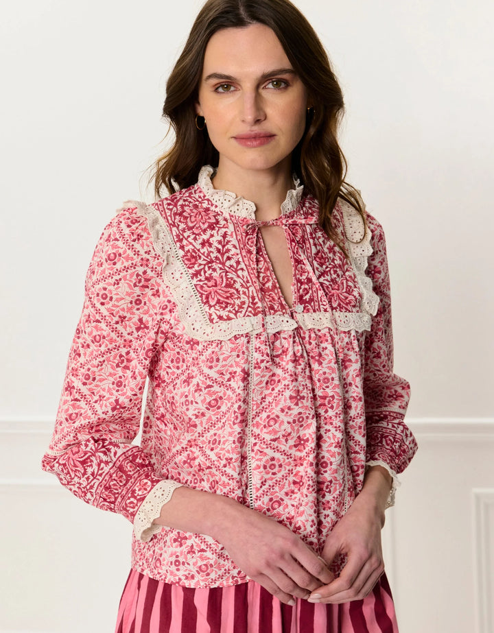 Burgundy Patchwork Nettie Blouse