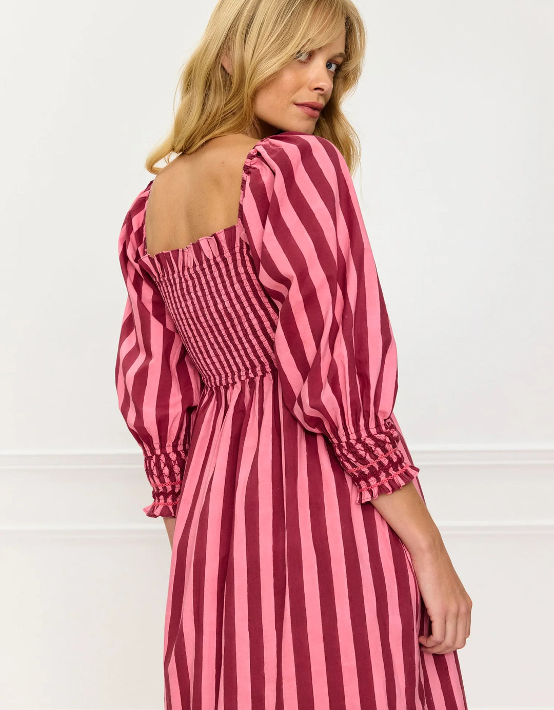 Burgundy Florence Stripe Dress