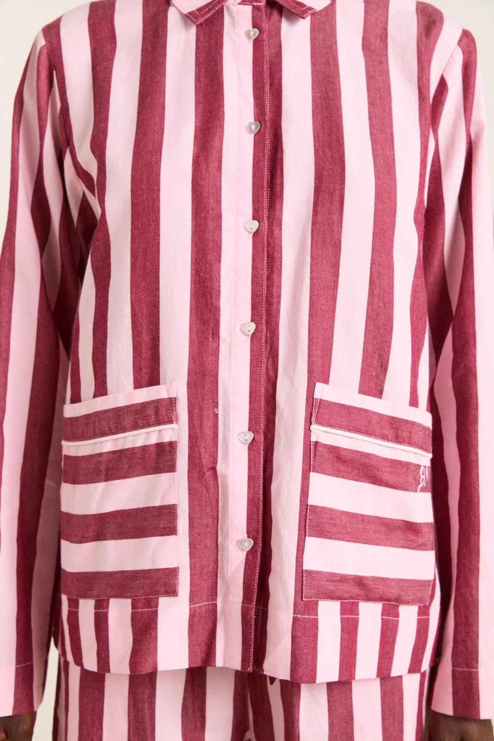 Florie PJ Set - Burg/Pink Wide Stripe