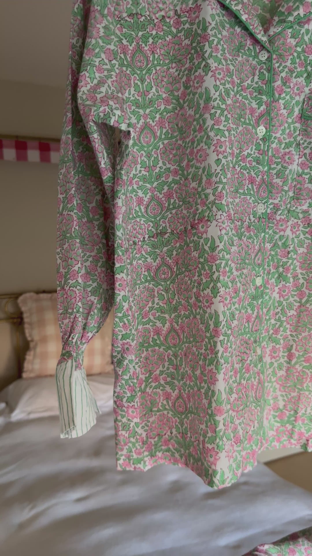 Coco Long PJ Set - Green & Pink Flowers