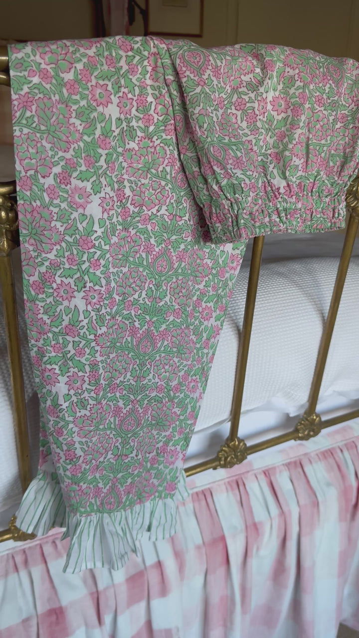 Coco Long PJ Set - Green & Pink Flowers