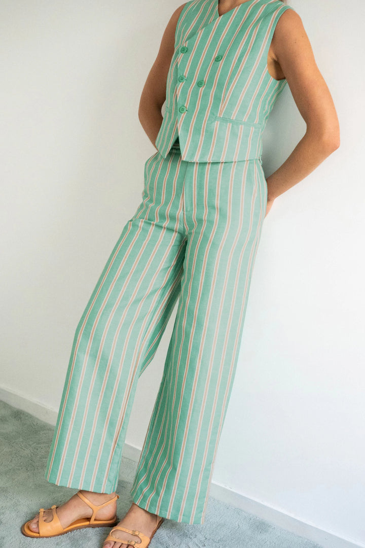 Striped Trousers - Emerald